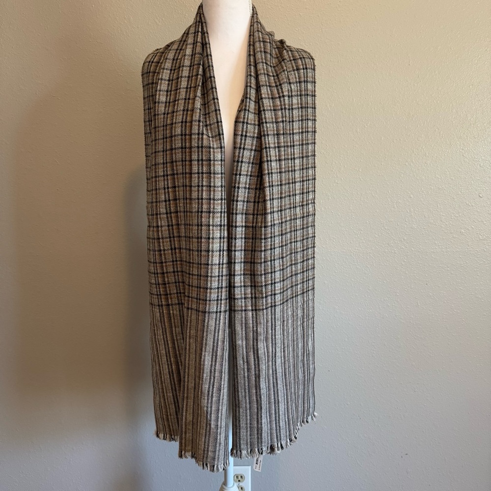 NWT Unisex Bagmati‎ Houndstooth Scarf 100% Sheep Wool Handmade Nepal 14x77
